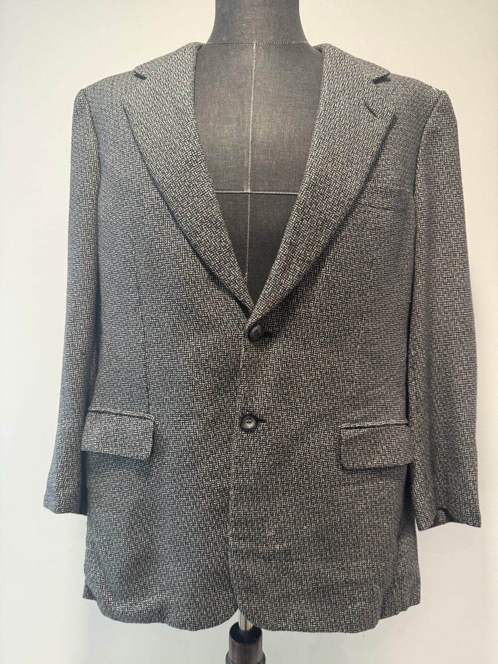 Brioni Cashmere Blend Suit Jacket Sport Coat Blk White Size 42 R